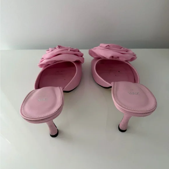 Zara | Satin Flower High Heel Slides - Picture 6 of 8